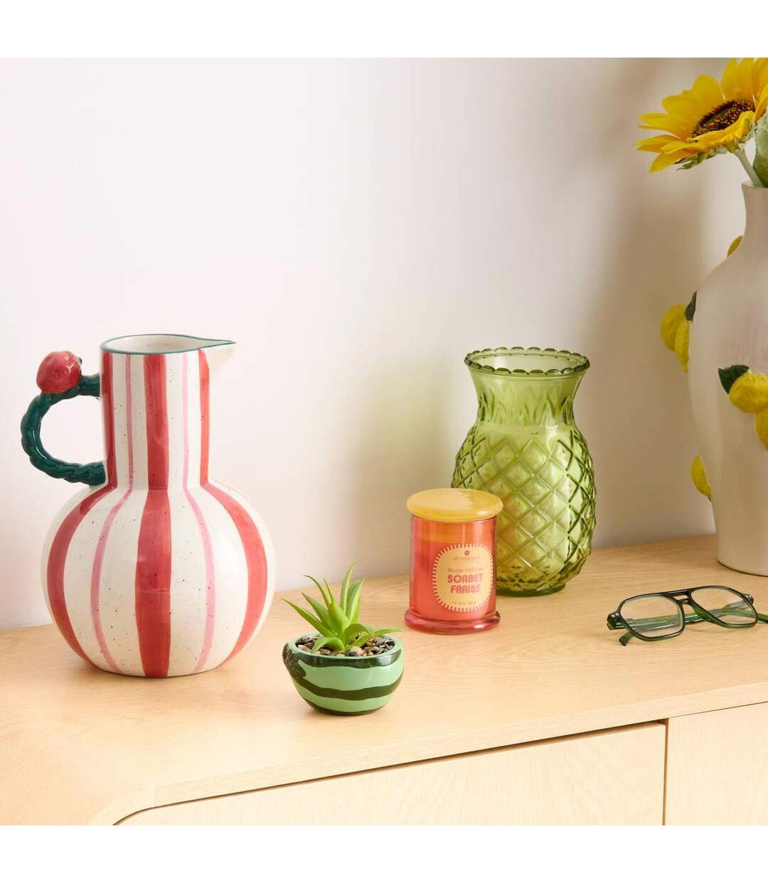 Vase Carafe en Céramique Fruity 25cm Multicolore-2