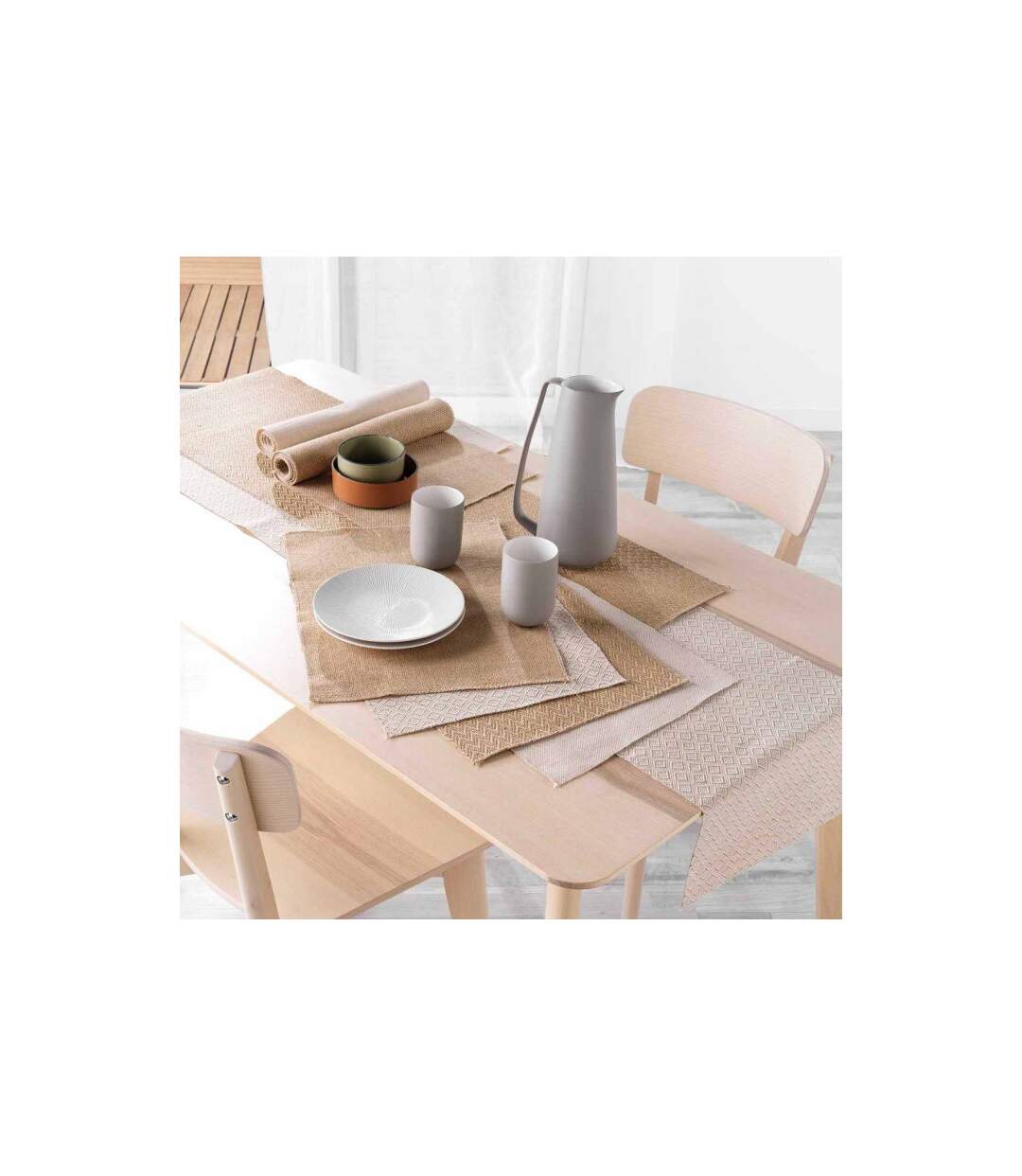 Lot de 2 Sets de Table en Jute Tessi 33x45cm Beige