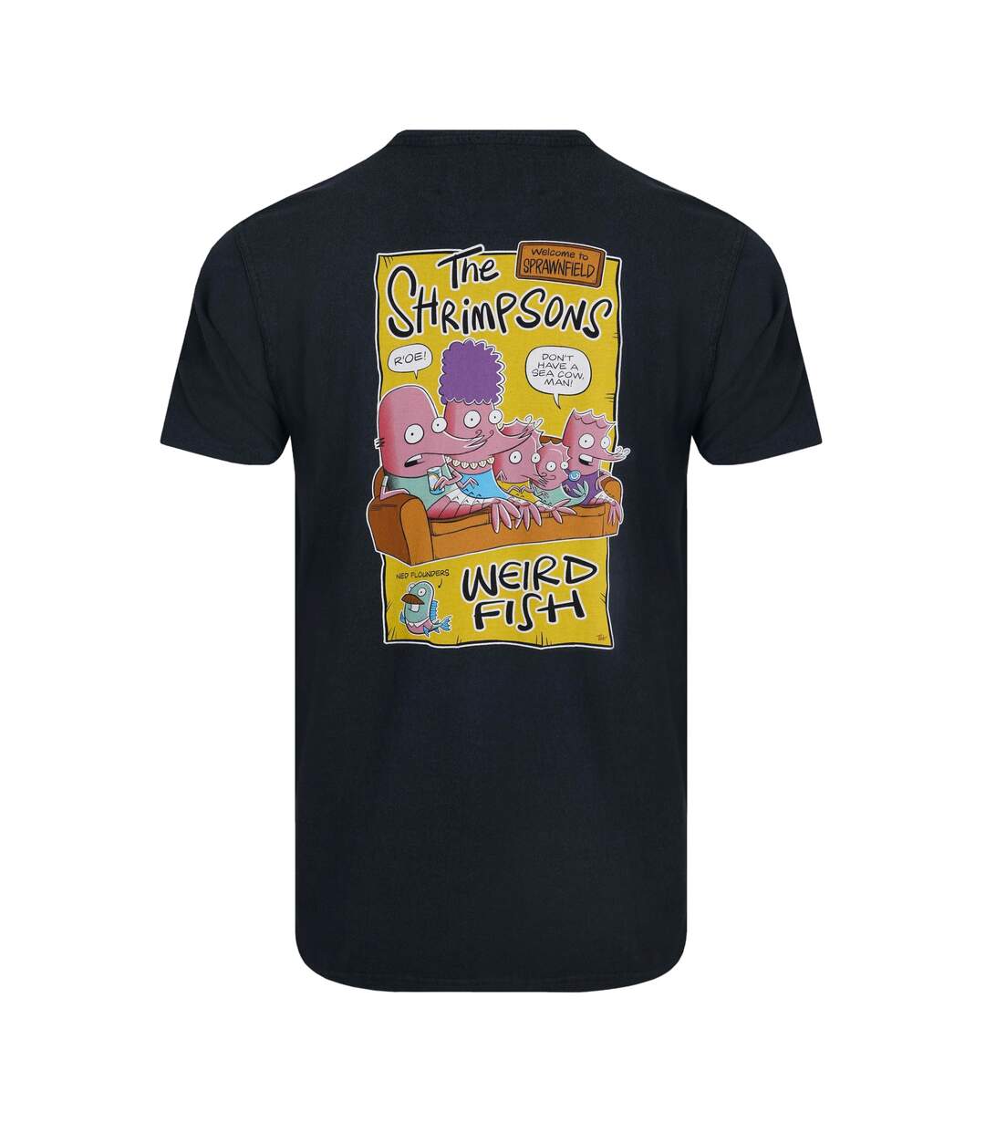 Mens shrimpsons back print t-shirt navy Weird Fish-2