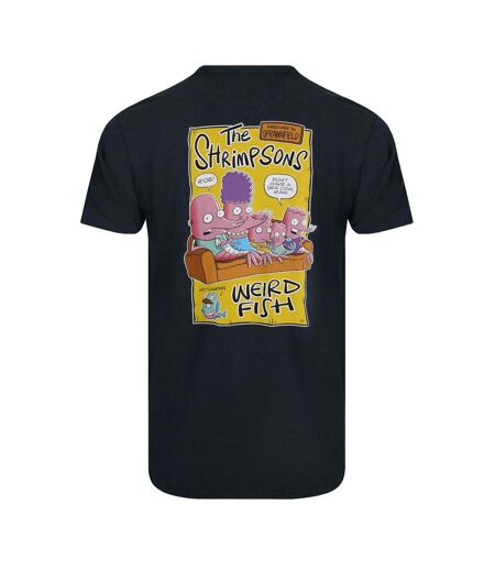 Mens shrimpsons back print t-shirt navy Weird Fish
