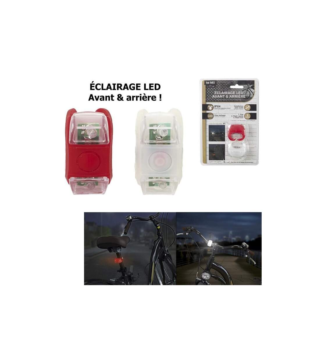 Lot de 2 Éclairages LED Avant & Arrière 4cm Blanc & Rouge-4