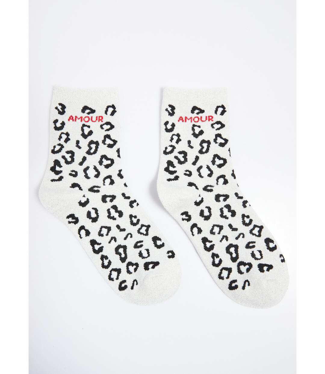 Chaussettes AMOUR, motif léopard métallisé-1