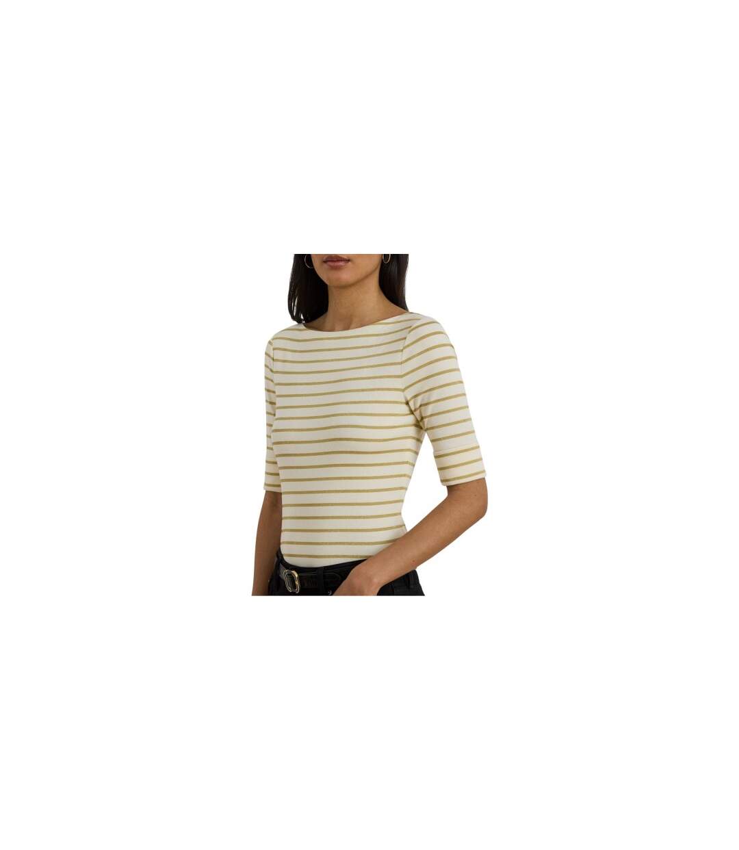 T-shirt Manches ¾ Judy Femme Crème Jaune Or Ralph Lauren-1
