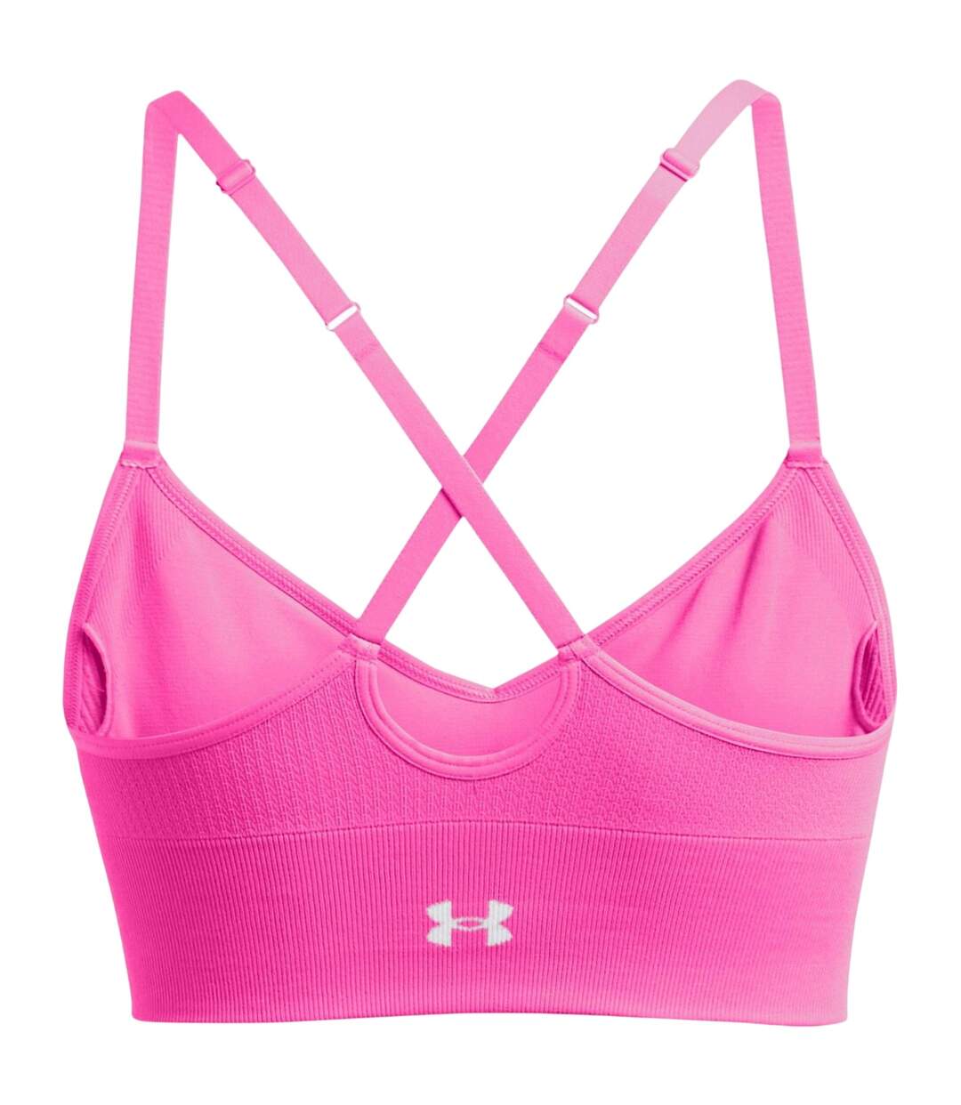 Womens/ladies Seamless Spaghetti Strap Sports Bra Pink White Under Armour-3