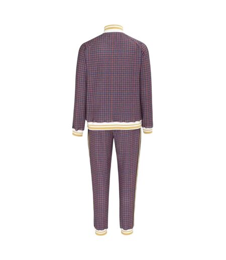 Mens Check Plaid Tracksuit Red Lonsdale