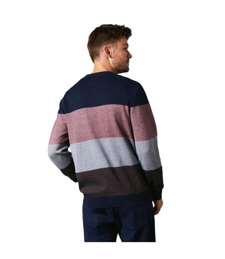 Mens stripe birdseye crew neck jumper multicoloured Maine