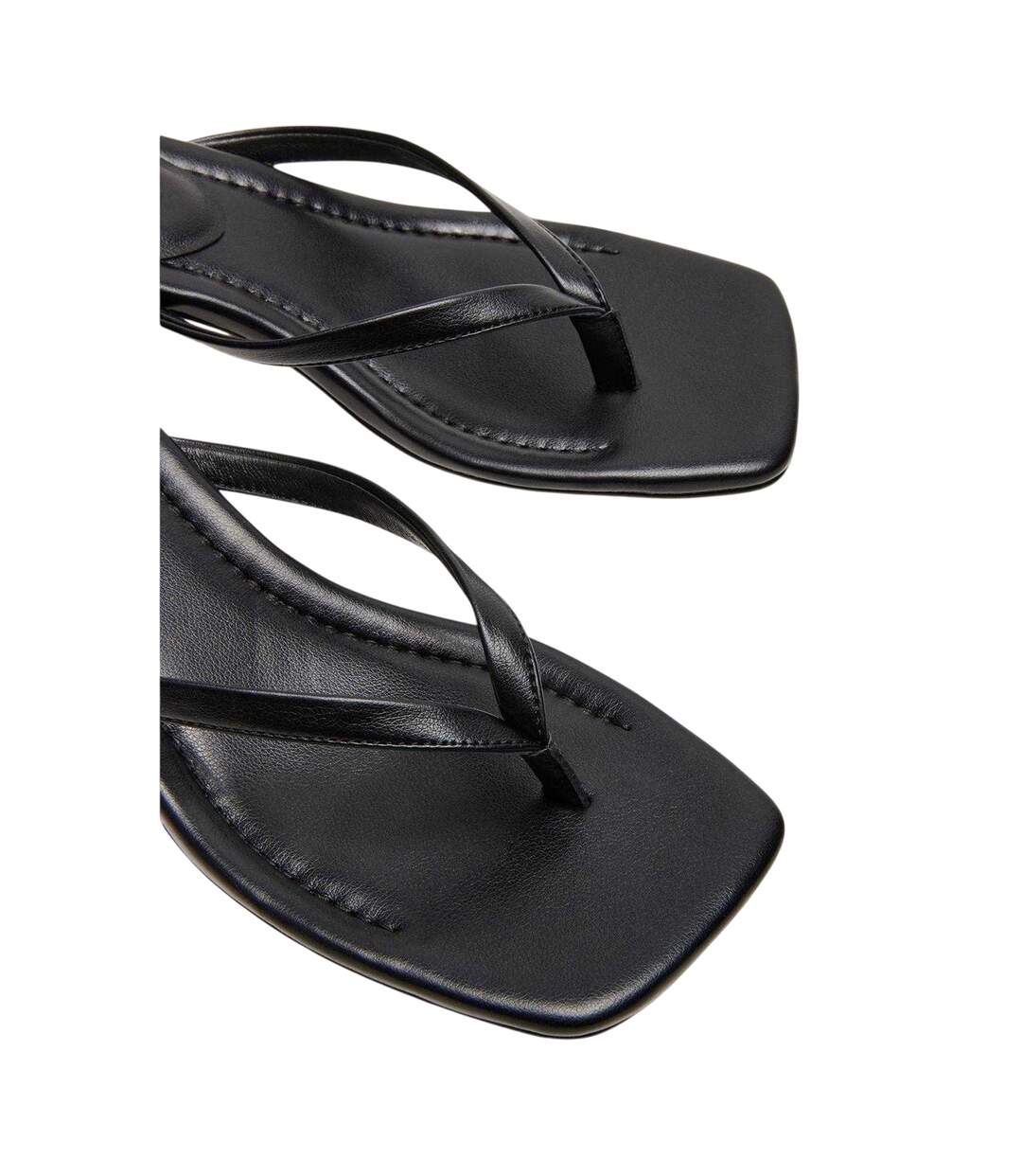 Womens/ladies Caribbean Leather T-bar Flip Flops Black Steve Madden-4