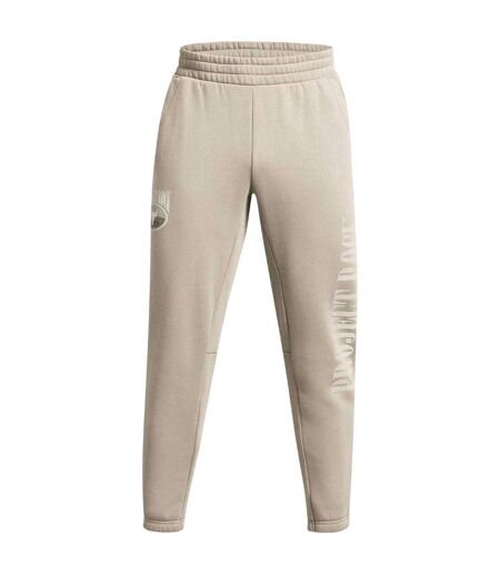 Mens Project Rock Fleece Icon Tapered Athletic Joggers Brown Under Armour