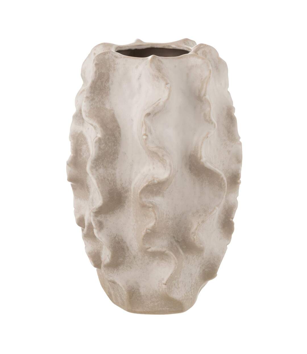 Vase Abstrait Vagues Dewayne 37cm Beige-1