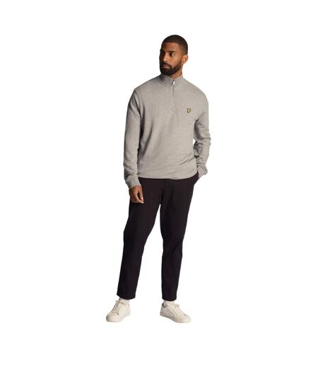 Mens loopback quarter zip sweatshirt mid grey marl Lyle & Scott