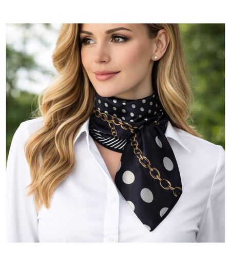 Foulard Chaînette Bleu Marine 60x60 cm – Carré Élégant en Polysatin