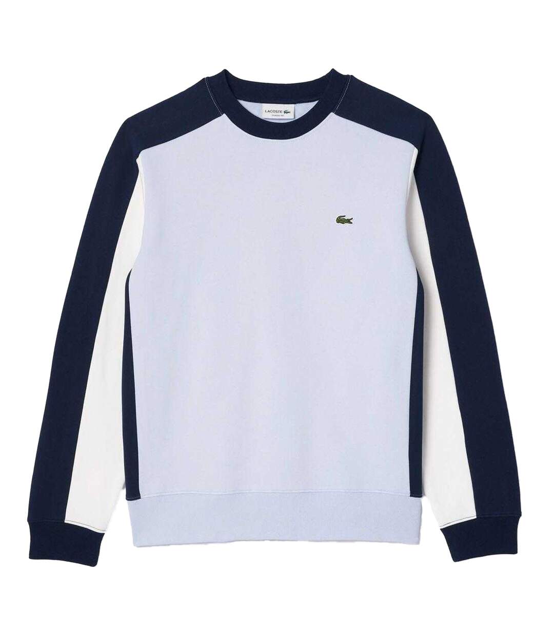 Mens Colour Block Crew Neck Sweatshirt Blue White Lacoste-1