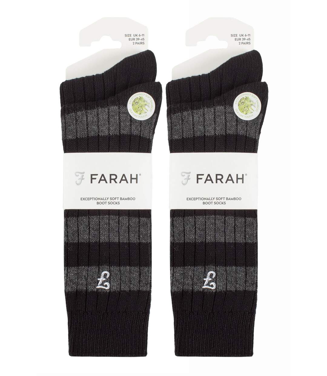 4 Pair Bamboo Striped Boot Socks | Farah | Designer Embroidered Socks for Summer (6-11, Charcoal / Teal)-2