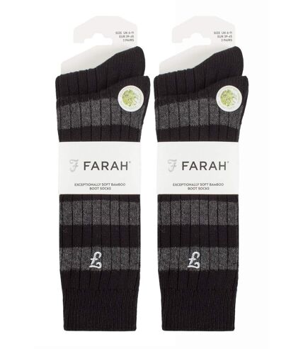 4 Pair Bamboo Striped Boot Socks | Farah | Designer Embroidered Socks for Summer (6-11, Charcoal / Teal)