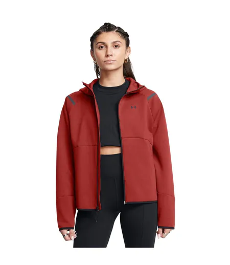 Womens/ladies Unstoppable Two Tone Sweat Jacket Orange Under Armour