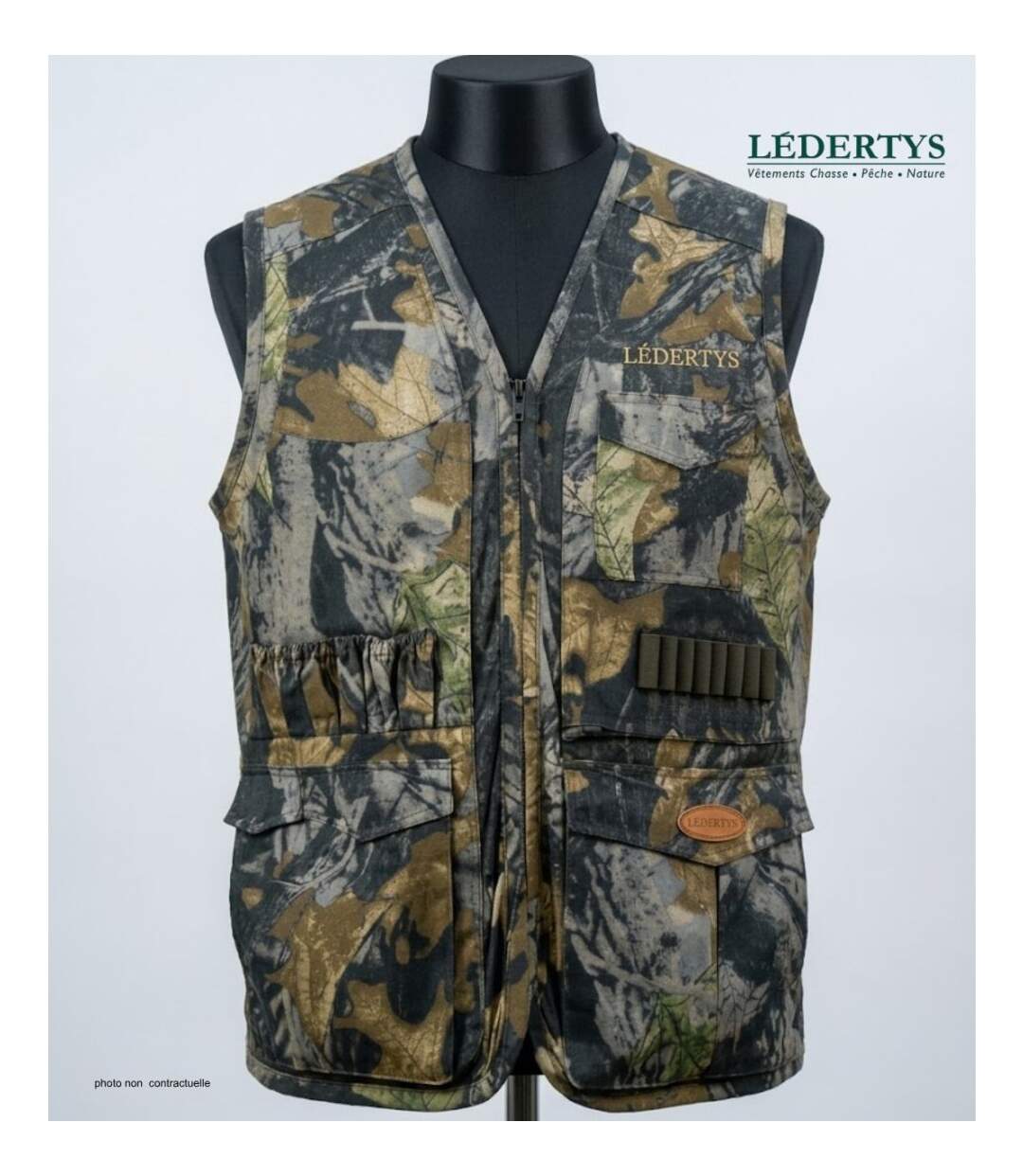 Gilet de Chasse LEDERTYS Forestwood LY0205 – Camouflage, Robustesse et Organisation Maximale-3