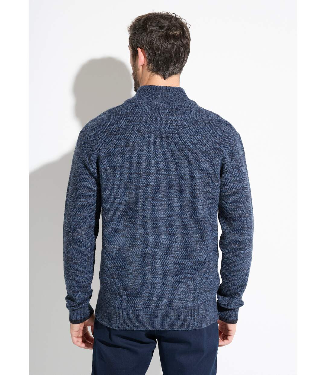 Pull col montant zippé maille chinée laine-2