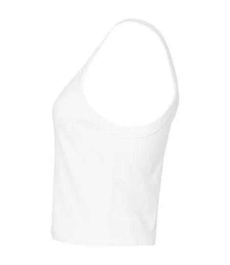 Womens/ladies Plain Micro-rib Spaghetti Strap Tank Top Solid White Bella + Canvas