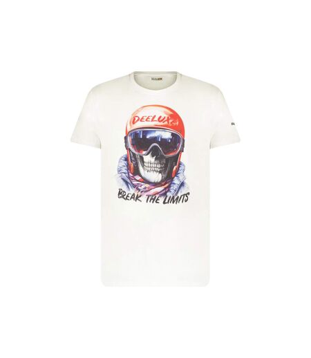 tshirt col rond avec tête de mort et casque de ski rouge SNOW