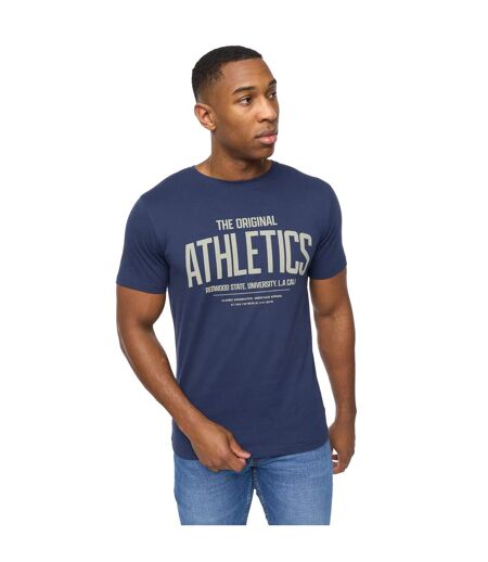 Mens Athwood T-shirt Navy Crosshatch