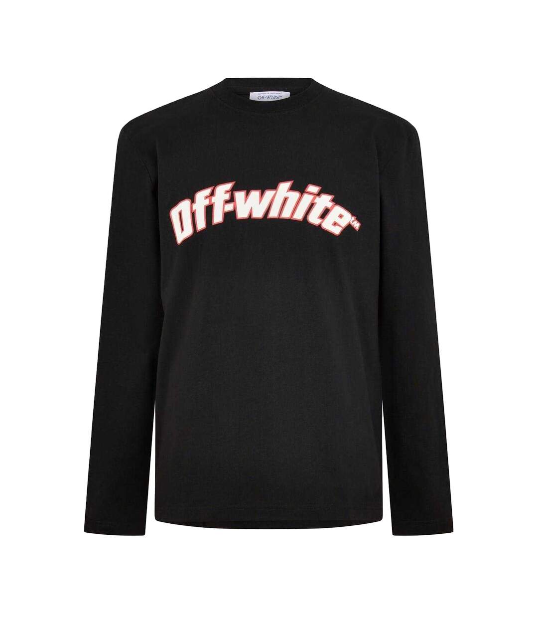 Mens Graphic Crew Neck Long-sleeved T-shirt Black Off White-1