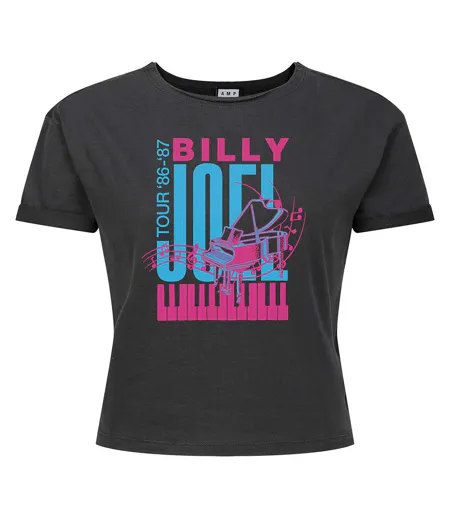 Womens/ladies Piano Billy Joel Crop Top Charcoal Amplified