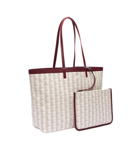 Sac à main écru/bordeaux femme lacoste monogramme - taille unique