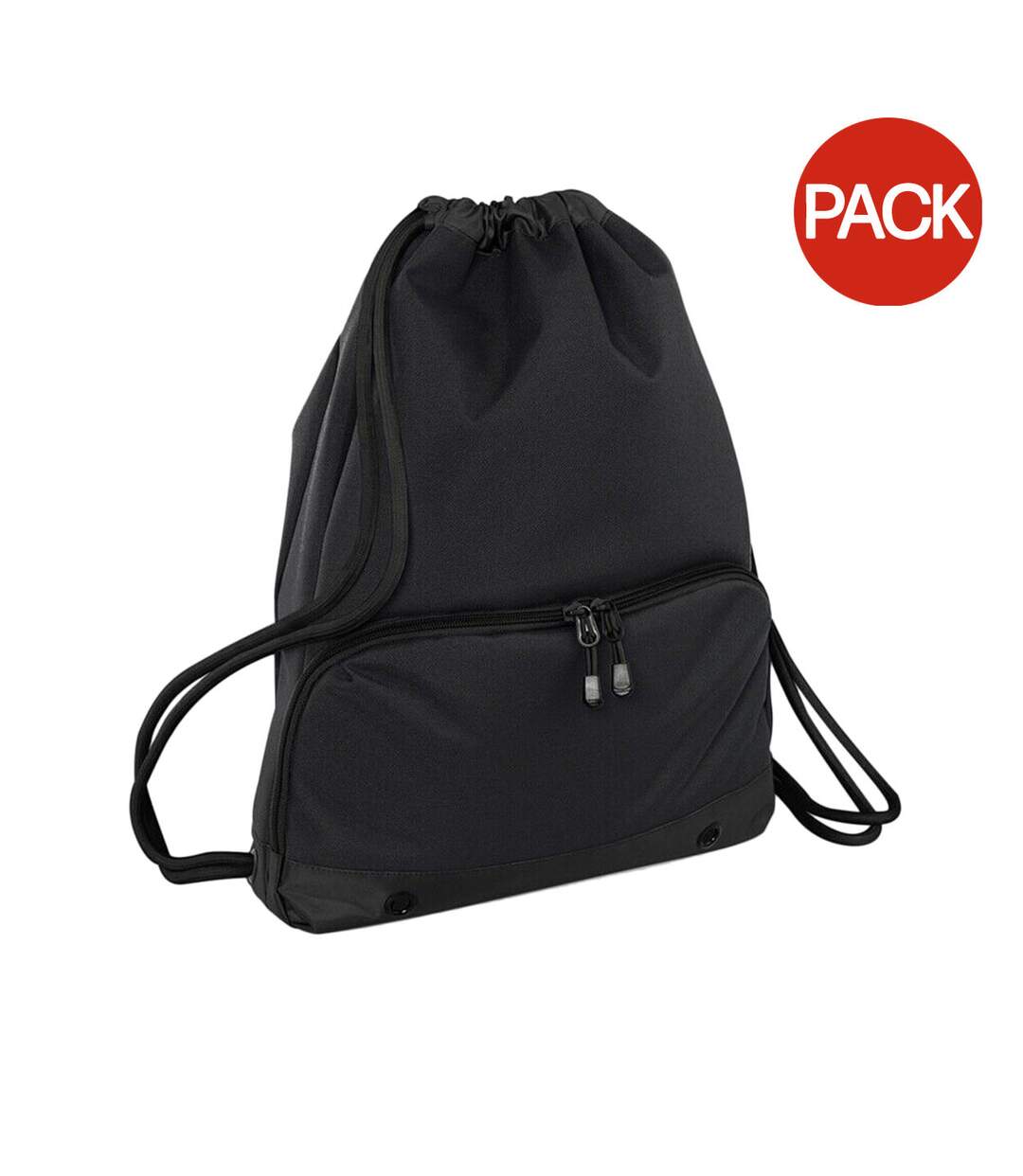 Bagbase Athleisure Water Resistant Drawstring Sports Gymsac Bag (Pack of 2) (Black/Black) (One Size) - UTBC4341-1