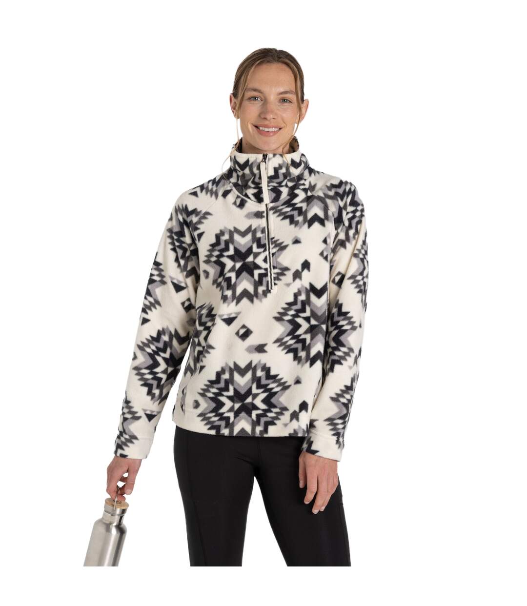 Womens/ladies Lago Calico Half Zip Fleece Top Black White Craghoppers-3