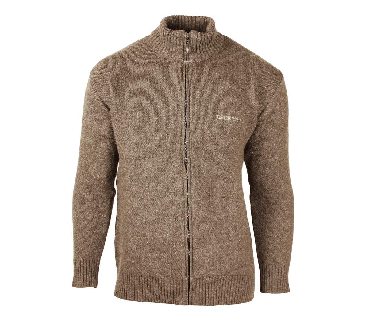 Cardigan Full Zip Homme Ledertys Marron en Laine LY0717-2