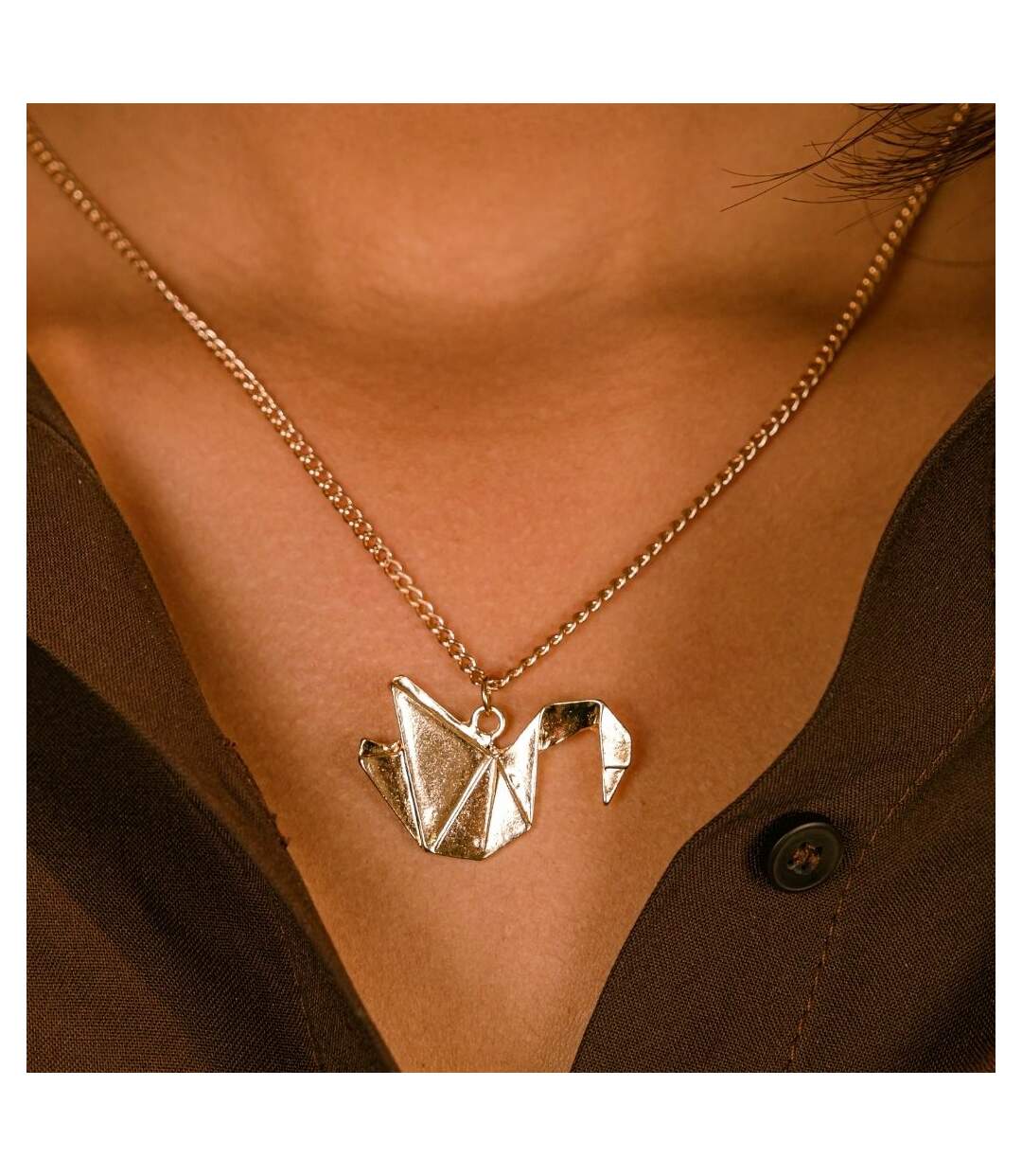 Large Paper Cranes Swan Origami Pigeon Bird Animal Pendant Necklace-2