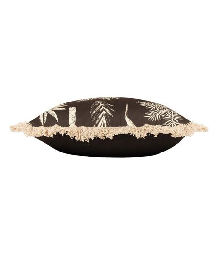 Colonial fringed palm tree cushion cover 45cm x 45cm espresso Paoletti