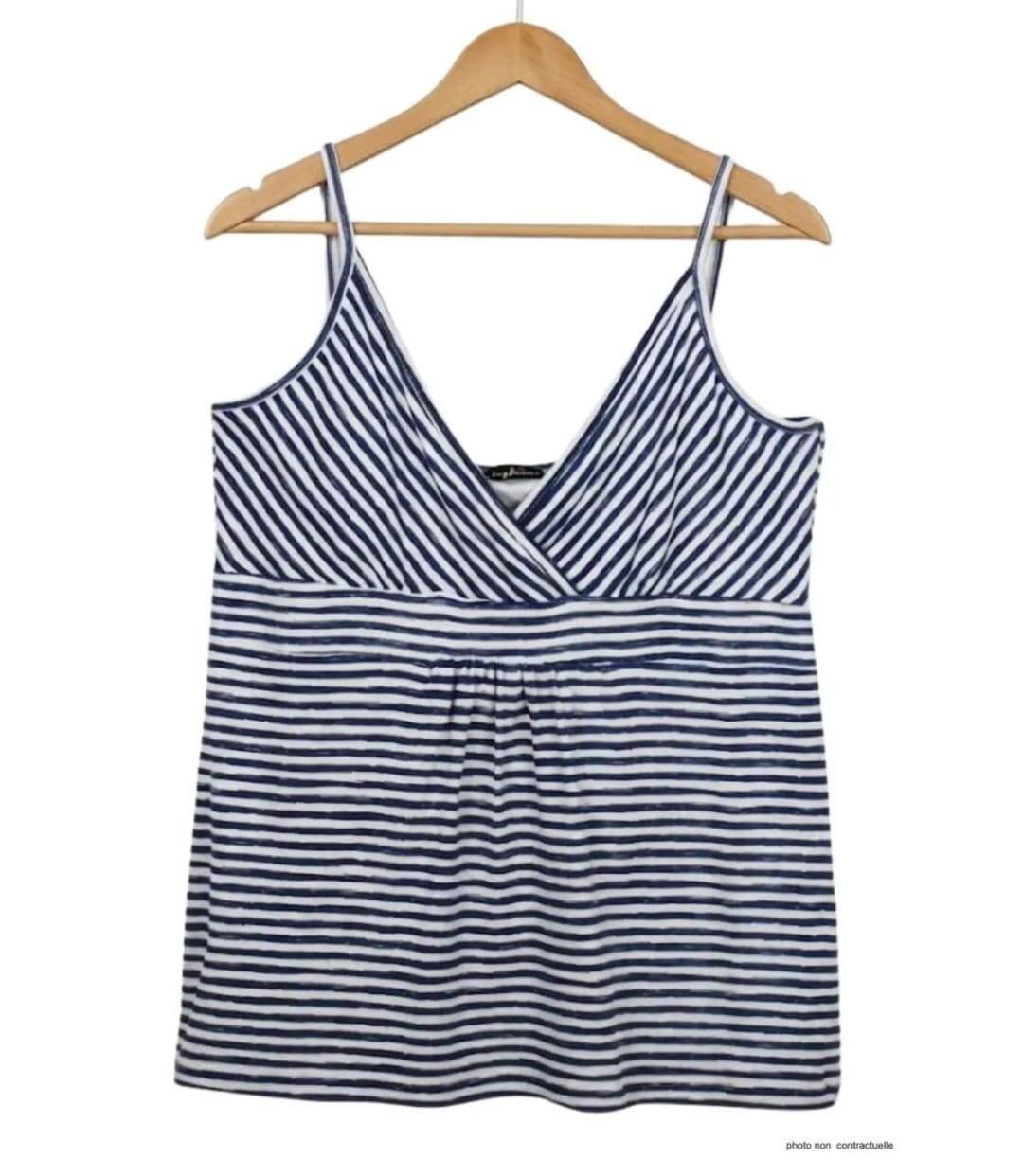 Débardeur MAYFLOWER TF208M effet cache-cœur : le look marin en viscose fluide pour sublimer votre silhouette-2