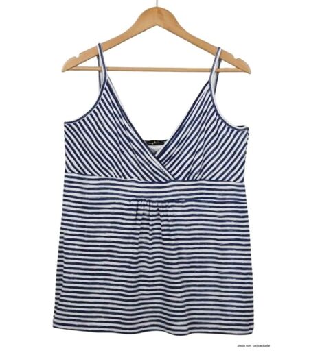 Débardeur MAYFLOWER TF208M effet cache-cœur : le look marin en viscose fluide pour sublimer votre silhouette
