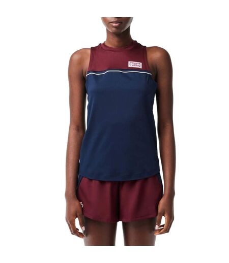 Womens/ladies contrast stretch sport t-shirt navy/burgundy Lacoste