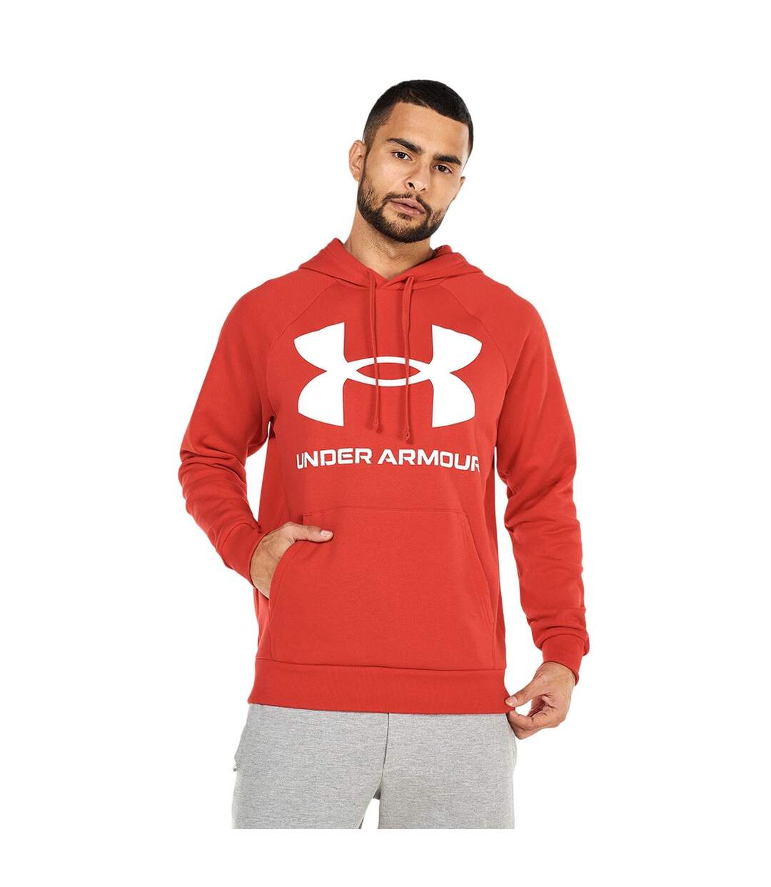 Sweat À Capuche Entraînement Style Gros Logo Rival Homme Rouge Vif Under Armour-1