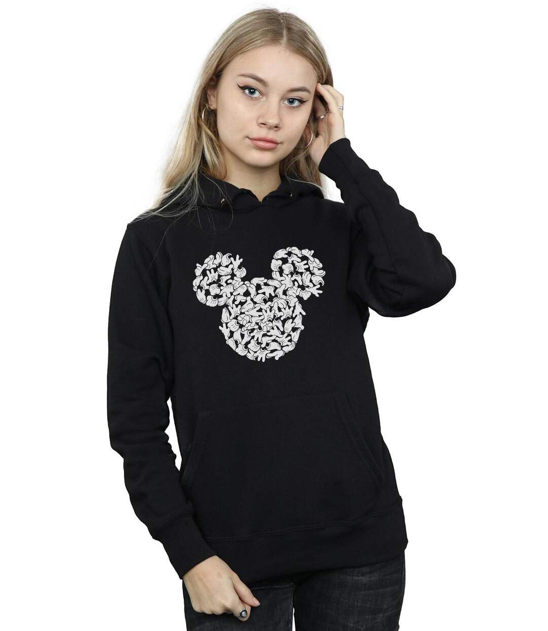 Disney - Sweat à capuche MICKEY MOUSE HEAD OF HANDS - Femme (Noir) - UTBI11402-2