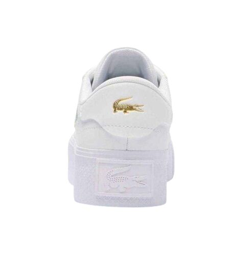 Womens/ladies Ziane Leather Platform Trainers White Gold Lacoste
