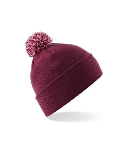 Adultes Bonnet Unisexe Snowstar Bordeaux Blanc Cassé Beechfield