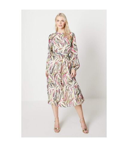 Principles Womens/Ladies Abstract Pleated Midi Dress (Multicolored) - UTDH6678