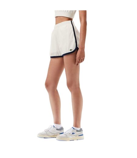 Womens/ladies Terrycloth Contrast Trim Shorts Cream Black Lacoste