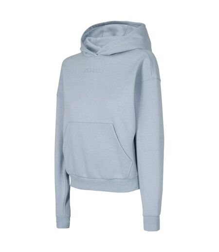 Sweat À Capuche Motif/style Uni Femme Bleu 4F