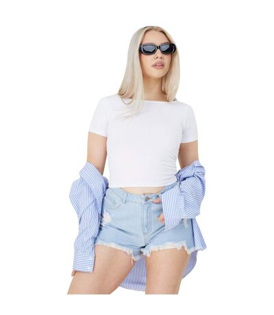Womens/ladies Pixie Fitted Scoop Tee White Brave Soul