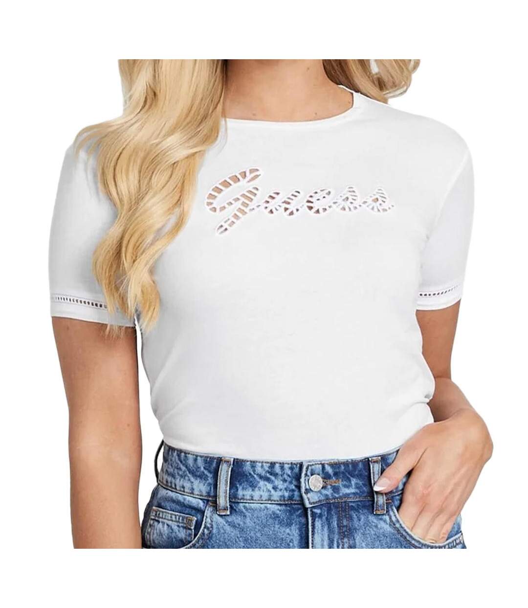 T-shirt Blanc Femme Guess Emily - L