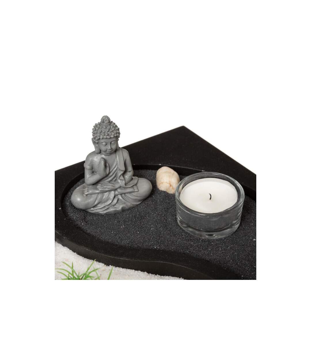 Jardin Zen Bouddha Ying Yang 23cm Noir-2