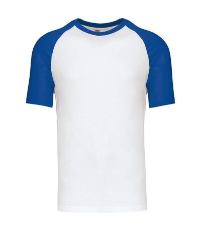 T-shirt bicolore baseball - Homme - K330 - blanc et bleu roi