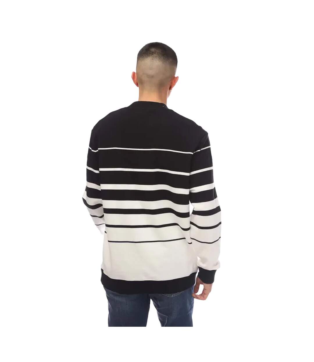 Mens Striped Sweatshirt White Black Fred Perry-2
