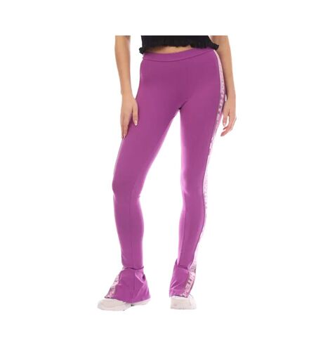 Womens/ladies Split Logo Leggings Pink Off White