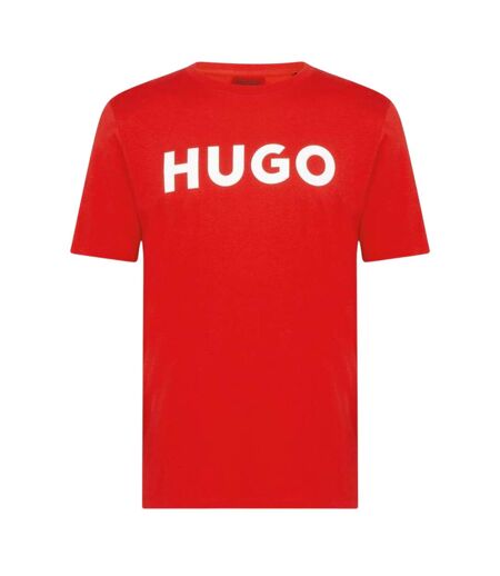 Mens Dulivio Contrast Logo T-shirt Red White Hugo