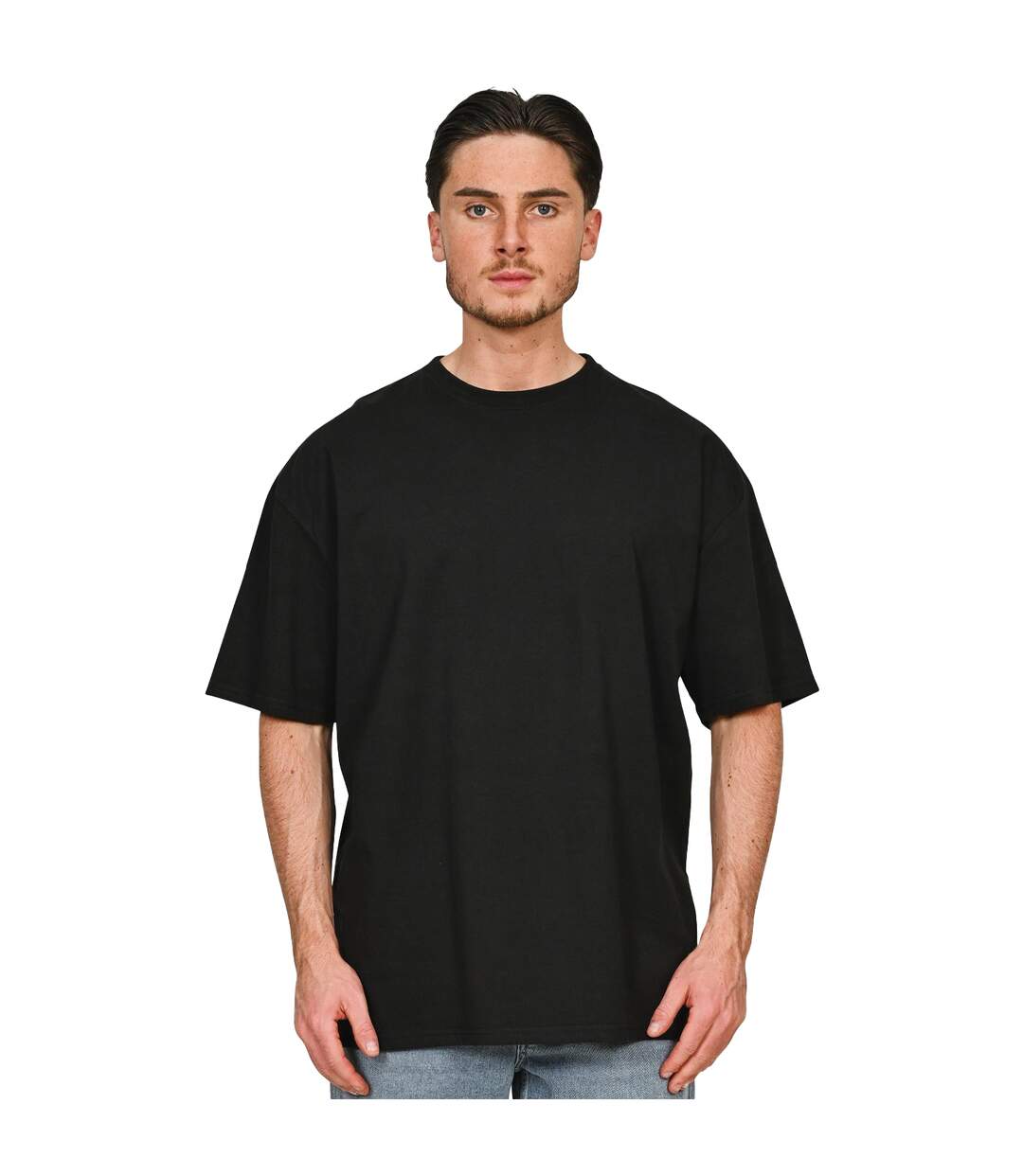 Unisex adult combed ringspun cotton tall oversized t-shirt black Casual Classics-3